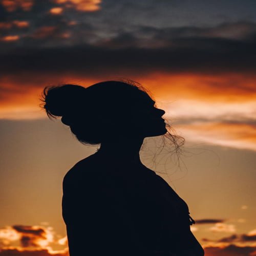 alone girl in the evening