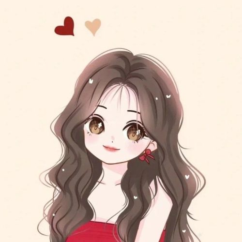 anime cute girl in red wear