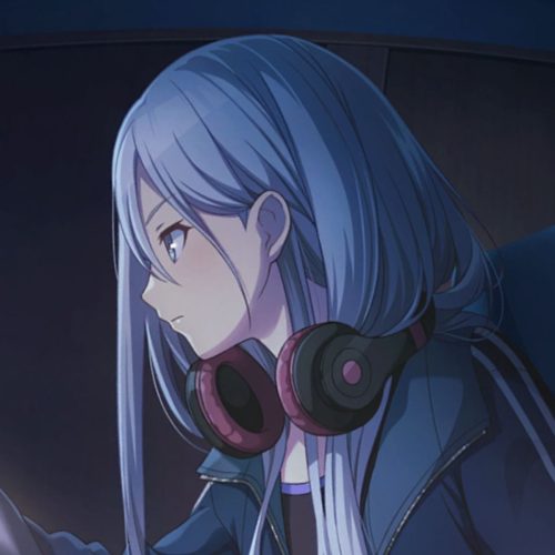 anime girl with headphones
