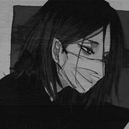 sad girl in white mask and black wear