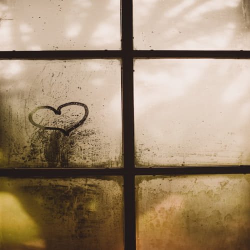 heart on window